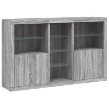  Sideboard with LED Lights Grey Sonoma 162x37x100 cm