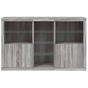  Sideboard with LED Lights Grey Sonoma 162x37x100 cm