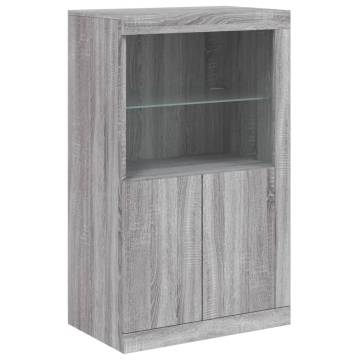  Sideboard with LED Lights Grey Sonoma 162x37x100 cm