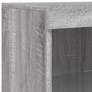  Sideboard with LED Lights Grey Sonoma 162x37x100 cm