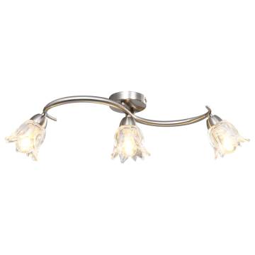  Ceiling Lamp with Transparent Glass Shades for 3 E14 Bulbs Tulip