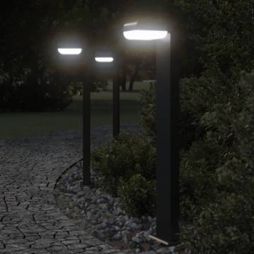  Outdoor Floor Lamps 3pcs Black 80 cm Die-cast Aluminium