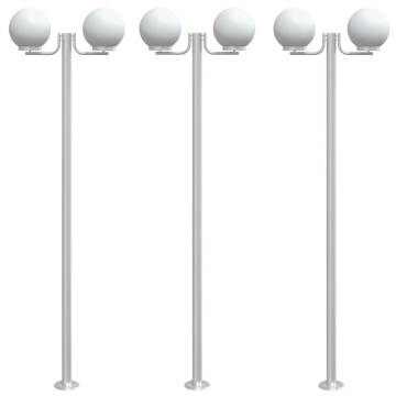  Outdoor Floor Lamps 3pcs Silver 215 cm Stainless Steel