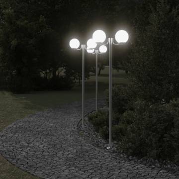  Outdoor Floor Lamps 3pcs Silver 215 cm Stainless Steel