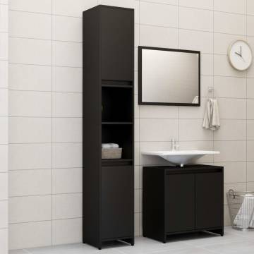  3 Piece Bathroom Furniture Set Black Engineered Wood