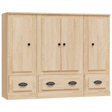  Highboards 3 pcs Sonoma Oak Engineered Wood