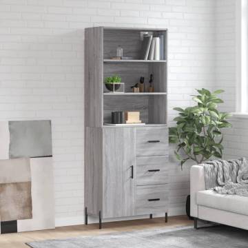  Highboard Grey Sonoma 69.5x34x180 cm Engineered Wood