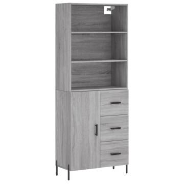  Highboard Grey Sonoma 69.5x34x180 cm Engineered Wood