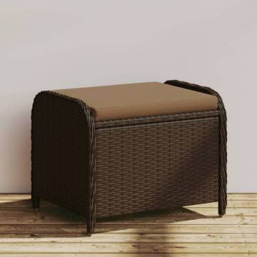  Garden Stool with Cushion Brown 58x46x46 cm Poly Rattan