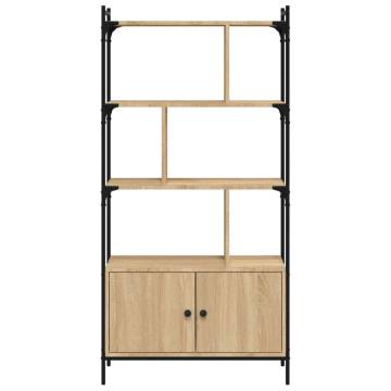  Bookcase with Doors Sonoma Oak 76.5x30x154.5 cm Engineered Wood