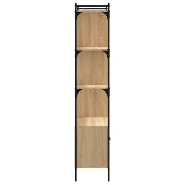  Bookcase with Doors Sonoma Oak 76.5x30x154.5 cm Engineered Wood