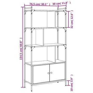  Bookcase with Doors Sonoma Oak 76.5x30x154.5 cm Engineered Wood