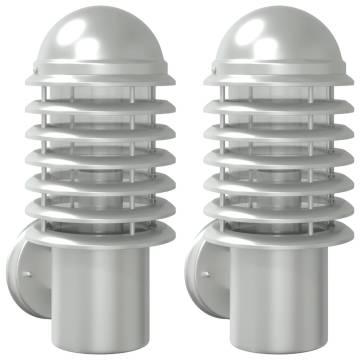  Outdoor Wall Lights 2pcs Silver Stainless Steel