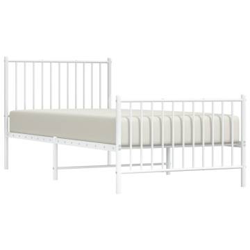 Metal Bed Frame with Headboard and Footboard White 90x200 cm