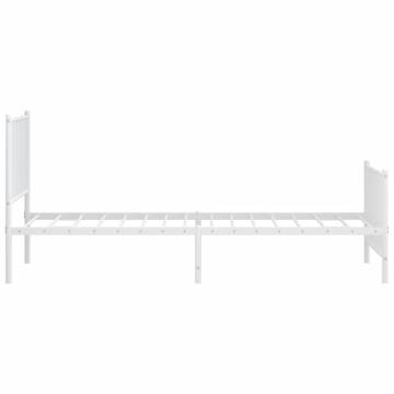 Metal Bed Frame with Headboard and Footboard White 90x200 cm