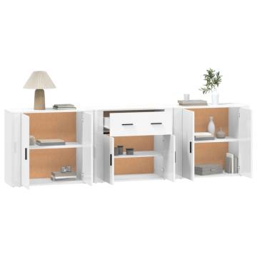  Sideboards 3 pcs High Gloss White Engineered Wood