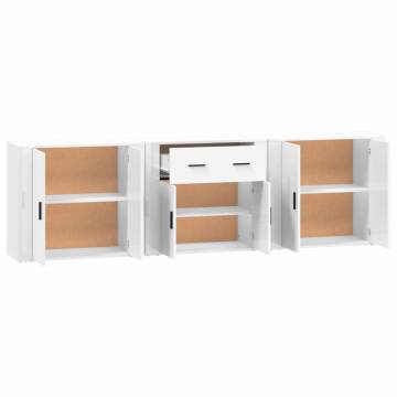  Sideboards 3 pcs High Gloss White Engineered Wood