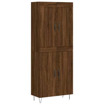  Highboard Brown Oak 69.5x34x180 cm Engineered Wood