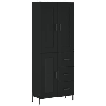  Highboard Black 69.5x34x180 cm Engineered Wood