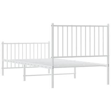 Metal Bed Frame with Headboard and Footboard White 90x200 cm