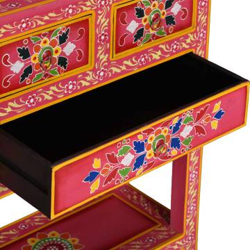  Sideboard with Drawers Solid Mango Wood Pink Hand Painted