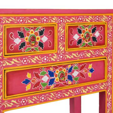  Sideboard with Drawers Solid Mango Wood Pink Hand Painted