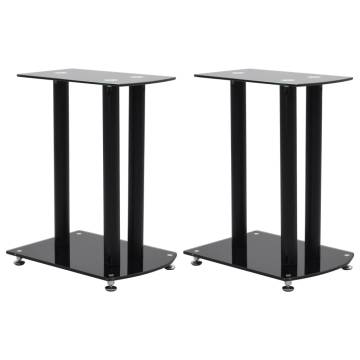  Aluminum Speaker Stands 2 pcs Black Safety Glass