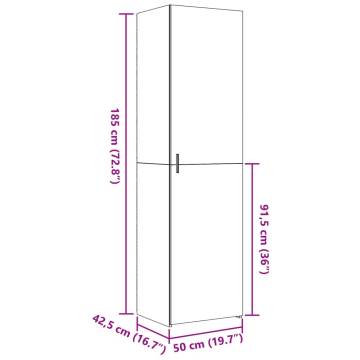  Highboard Black 50x42.5x185 cm Engineered Wood