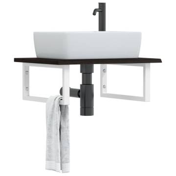  Basin Shelf Wall Mounted Steel and Solid Wood Oak