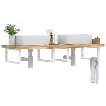  Basin Shelf Wall Mounted Steel and Solid Wood Acacia