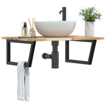  Basin Shelf Wall Mounted Steel and Solid Wood Acacia