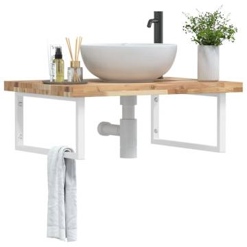  Basin Shelf Wall Mounted Steel and Solid Wood Acacia