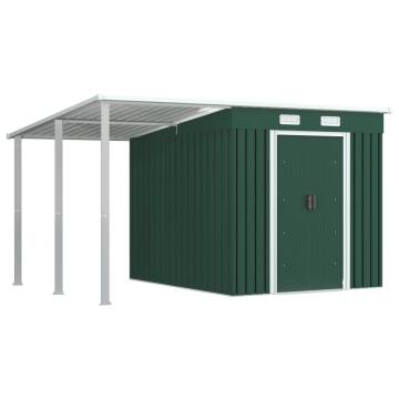  Garden Shed with Extended Roof Green 346x236x181 cm Steel