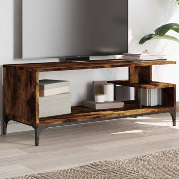 TV Cabinet Smoked Oak 102x40x41 cm Engineered Wood and Powder-coated Steel