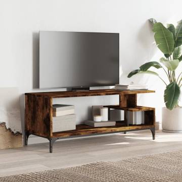 TV Cabinet Smoked Oak 102x40x41 cm Engineered Wood and Powder-coated Steel