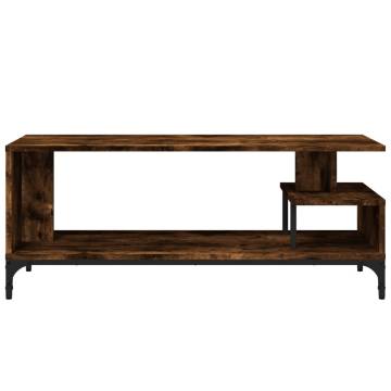 TV Cabinet Smoked Oak 102x40x41 cm Engineered Wood and Powder-coated Steel