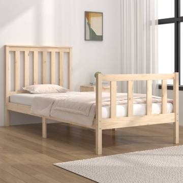 Bed Frame Solid Wood Pine 75x190 cm Small Single