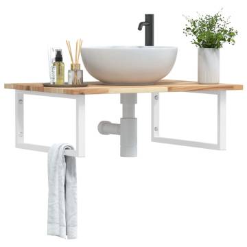  Basin Shelf Wall Mounted Steel and Solid Wood Acacia