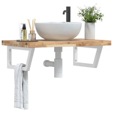  Basin Shelf Wall Mounted Steel and Solid Wood Acacia