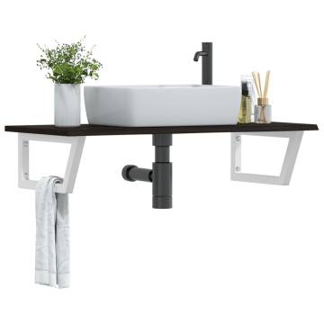  Basin Shelf Wall Mounted Steel and Solid Wood Oak