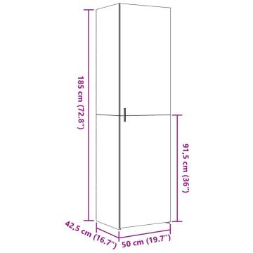  Highboard White 50x42.5x185 cm Engineered Wood