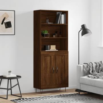  Highboard Brown Oak 69.5x34x180 cm Engineered Wood