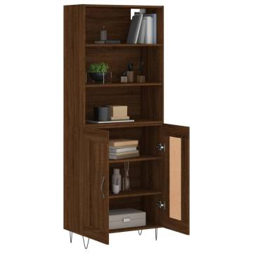  Highboard Brown Oak 69.5x34x180 cm Engineered Wood