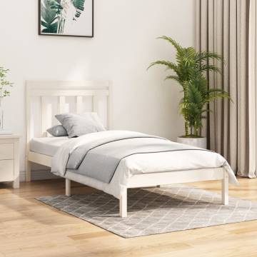 Bed Frame White Solid Wood 100x200 cm