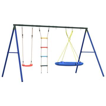  Outdoor Swing Set with Swing, Ladder, Saucer Swing