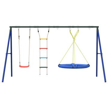  Outdoor Swing Set with Swing, Ladder, Saucer Swing