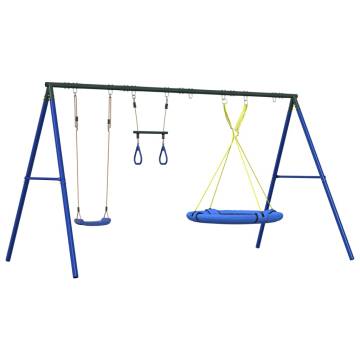  Outdoor Swing Set with Swing, Trapeze, Saucer Swing