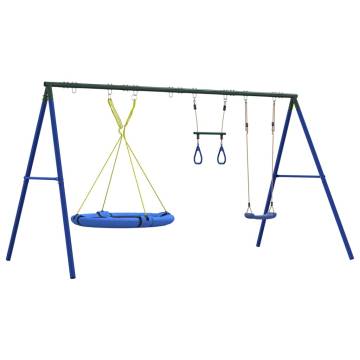  Outdoor Swing Set with Swing, Trapeze, Saucer Swing