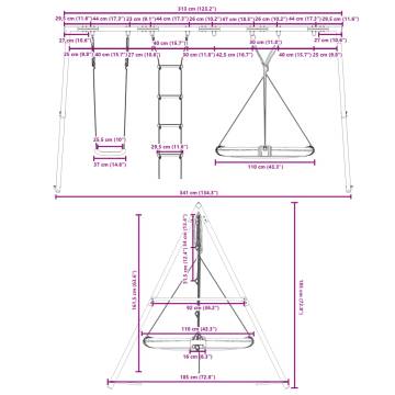  Outdoor Swing Set with Swing, Ladder, Saucer Swing