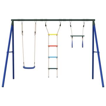  Outdoor Swing Set with Swing, Trapeze, Ladder